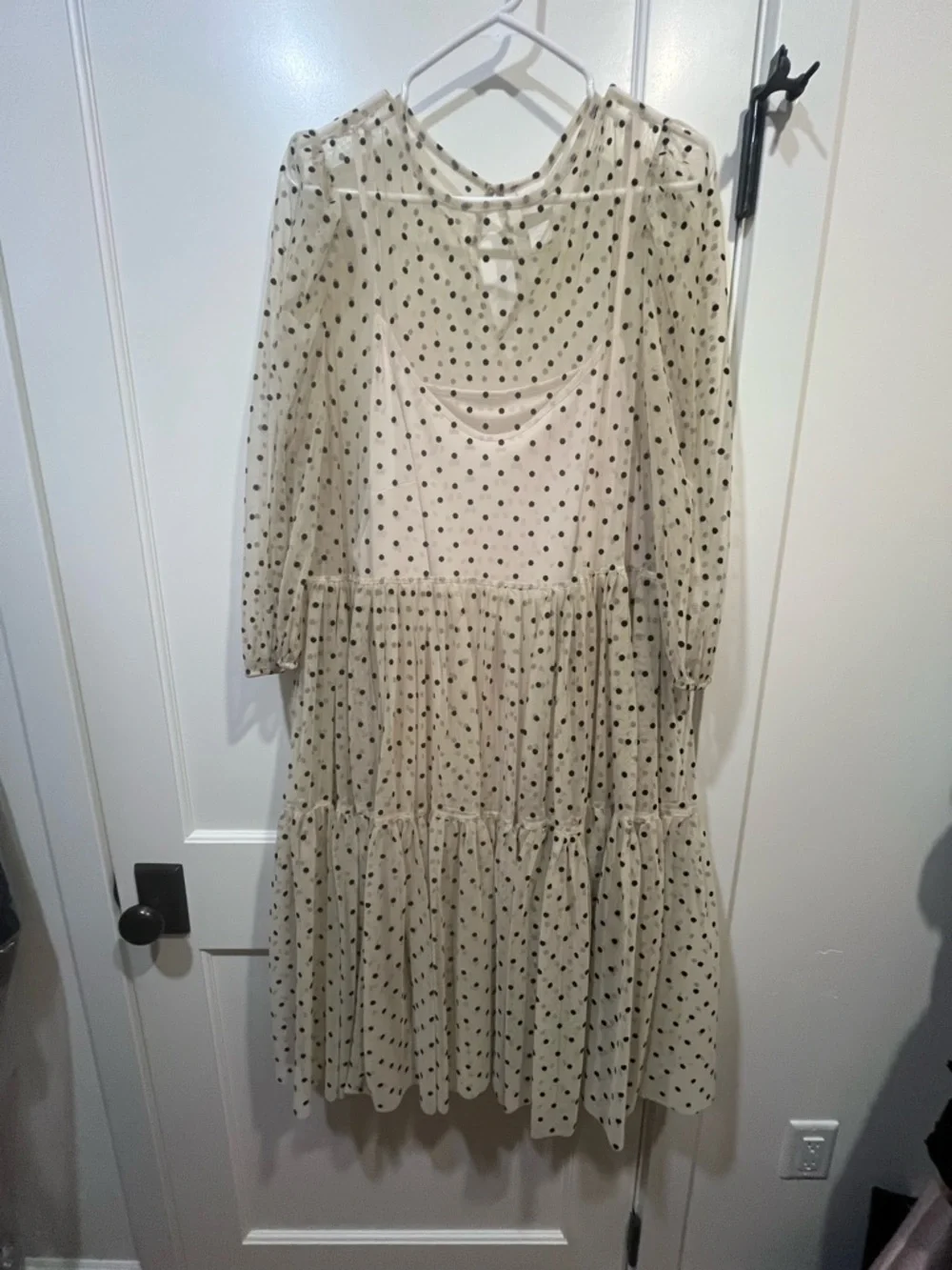 H&M Cream Midi Dress with Black Polka Dots - Picture 5 of 5